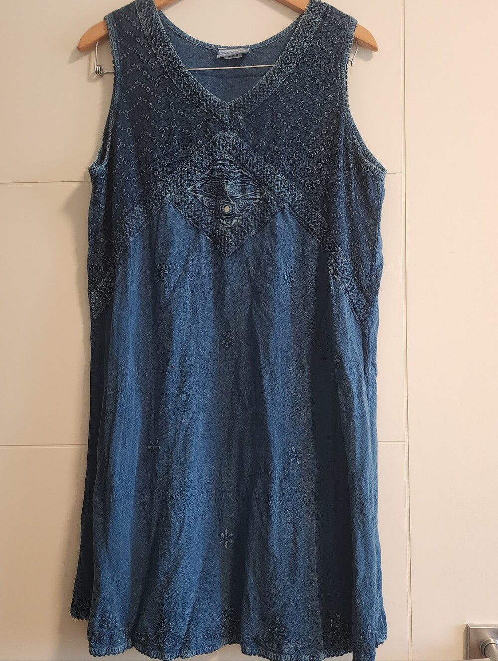 Vintage Y2k Embroidered Sleeveless Mini Dress